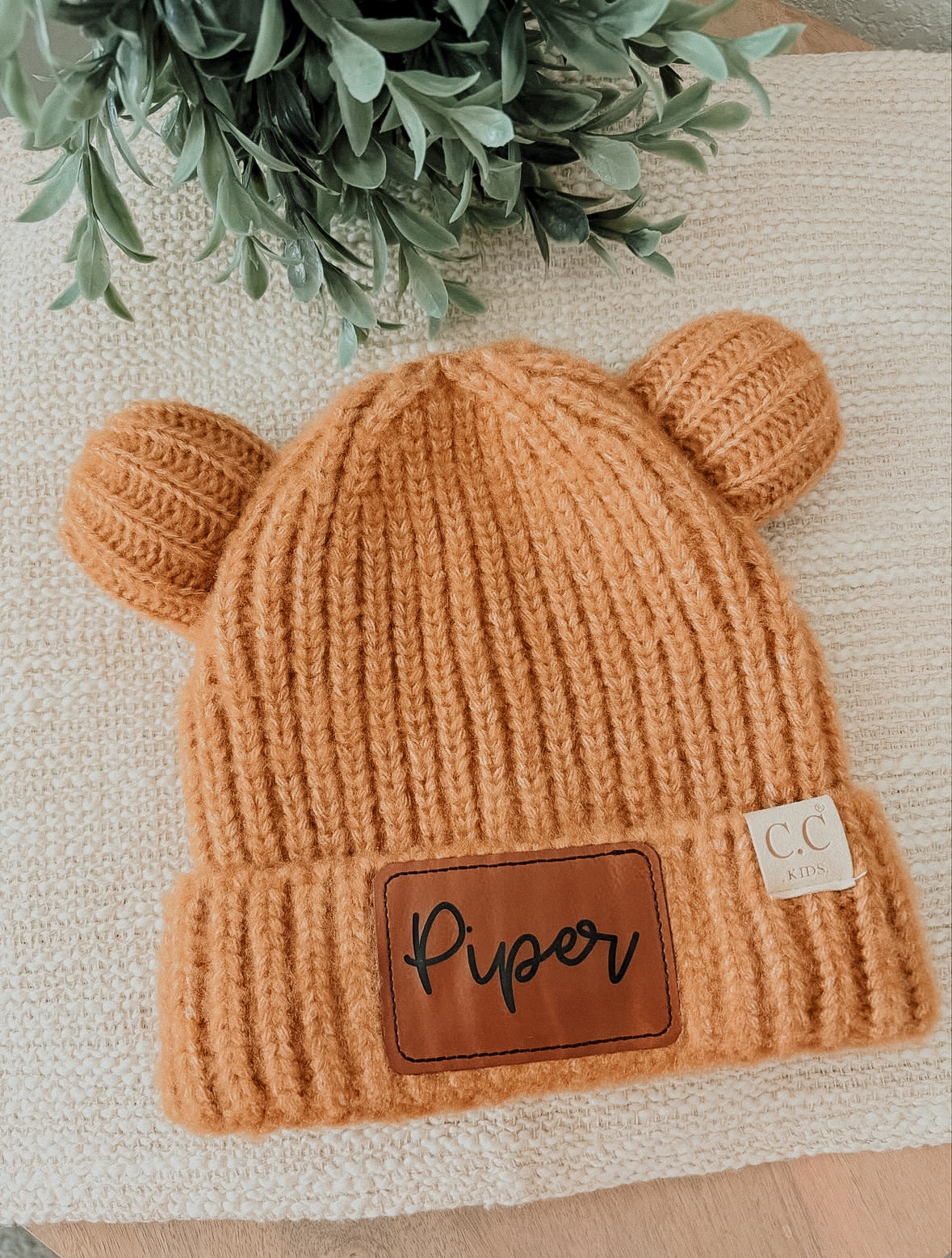 Kids Knit Beanie With Pom Poms (personalized)