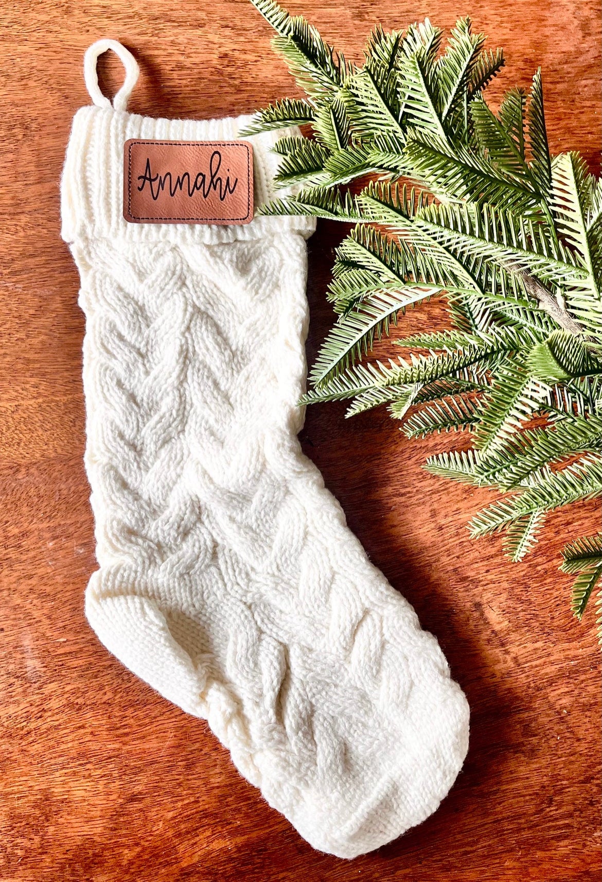 Christmas stocking with engraved patch