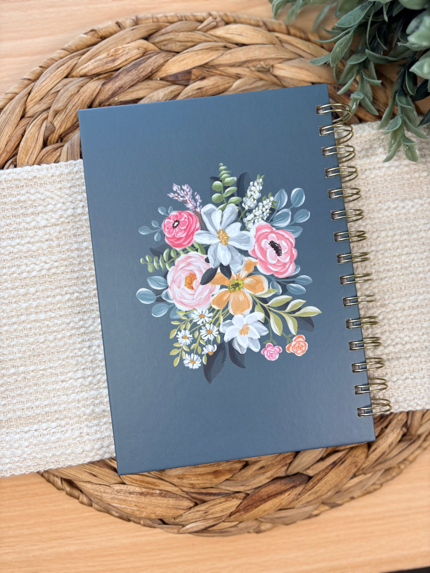 Journal Wirebound Teal Floral Love the Lord Matt. 22:37