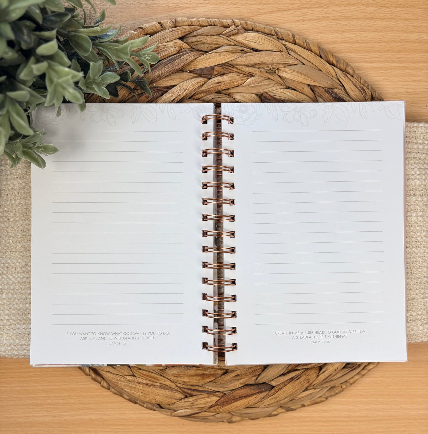 Journal Wire bound Beige Floral Good Work in You Phil. 1:6